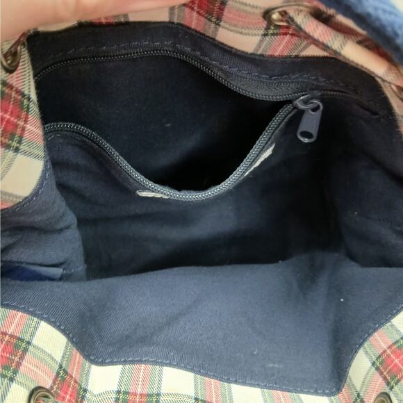 Vintage Tommy Hilfiger Plaid Drawstring Bucket Bag Shoulder Y2K Purse Red White - Picture 7 of 10